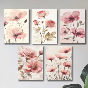 Set of 5 Flower wall Art Phototiles for wall decoration/ wooden wall phototiles