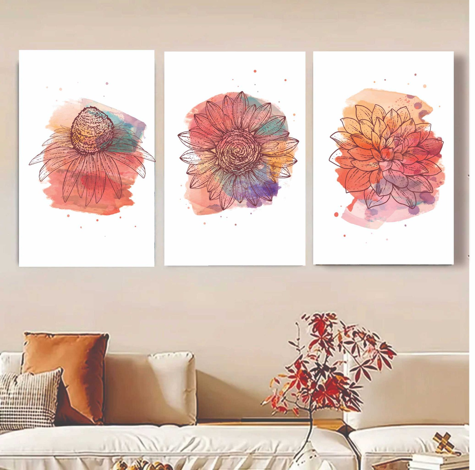 Set of 3 wall Art Phototiles for wall decoration/ wooden wall phototiles