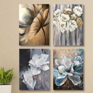 Set of 4 Flower phototiles for wall decoration/ wooden phototiles