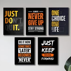 Set of 5 Motivational Theme phototiles for wall Decoration/ wooden phototiles