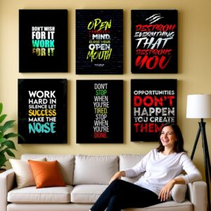 Set of 6 Motivational Theme phototiles for wall Decoration/ wooden phototiles