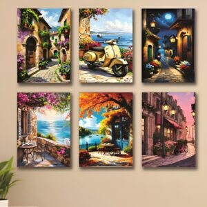set of 6 wall art phototiles for wall decoration/ wooden phototiles