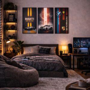 set of 3 car phototiles for wall decoration/ wooden phototiles