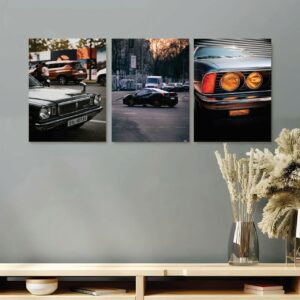 set of 3 car phototiles for wall decoration/ wooden phototiles