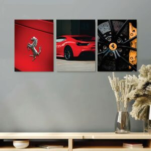 set of 3 car phototiles for wall decoration/ wooden phototiles