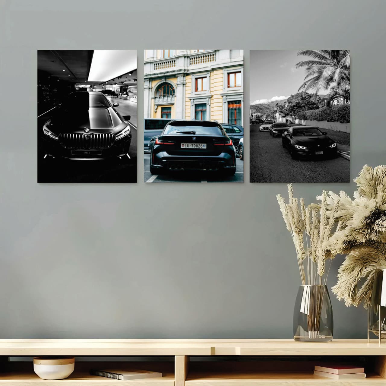 set of 3 car phototiles for wall decoration/ wooden phototiles set of 3 car phototiles for wall decoration/ wooden phototiles