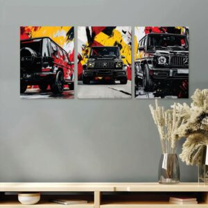 set of 3 car phototiles for wall decoration/ wooden phototiles