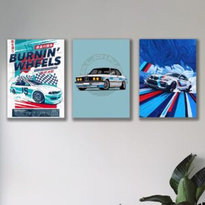 set of 3 car phototiles for wall decoration/ wooden phototiles