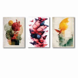 set of 3 wall art phototiles for wall decoration/ wooden wall phototiles
